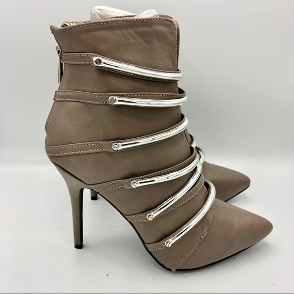 Dollhouse Shoes - Dollhouse | Grey Heeled Booties Zip Up 10
